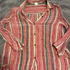 Jones New York Multicolor Striped Button Down Shirt